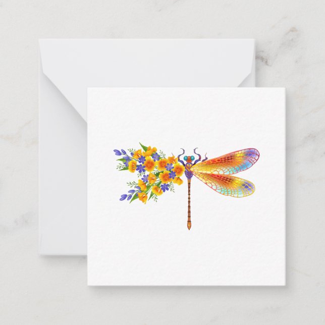 Yellow Flower Dragonfly Card (Front)