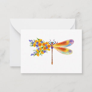 Yellow Flower Dragonfly Card