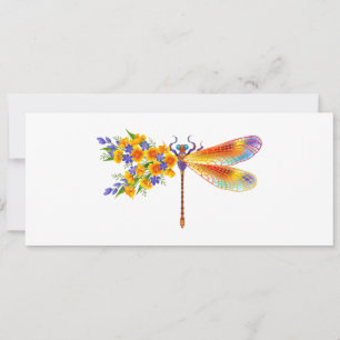 Yellow Flower Dragonfly Card