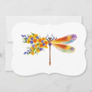 Yellow Flower Dragonfly Card