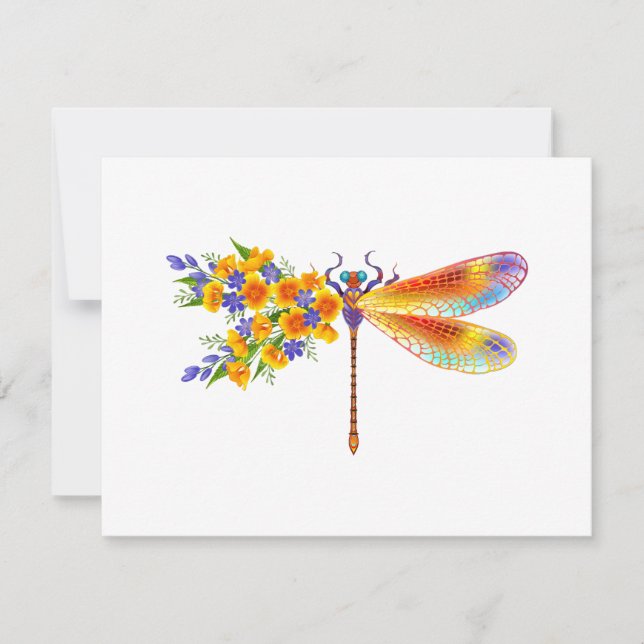 Yellow Flower Dragonfly Card (Front)