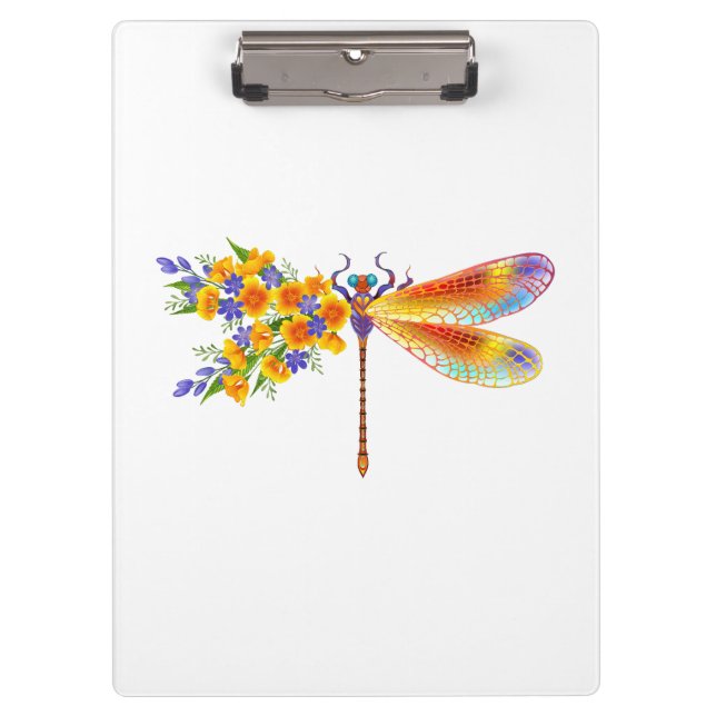 Yellow Flower Dragonfly Clipboard (Front)