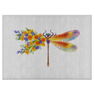 Yellow Flower Dragonfly Cutting Board