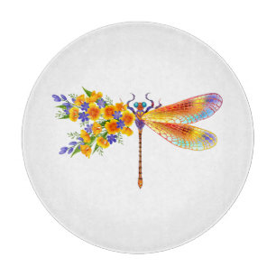 Yellow Flower Dragonfly Cutting Board