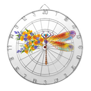 Yellow Flower Dragonfly Dartboard