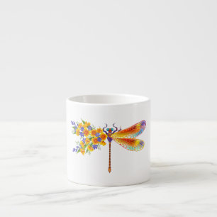 Yellow Flower Dragonfly Espresso Cup