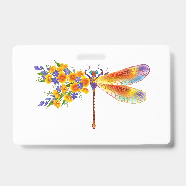 Yellow Flower Dragonfly ID Badge (Front)