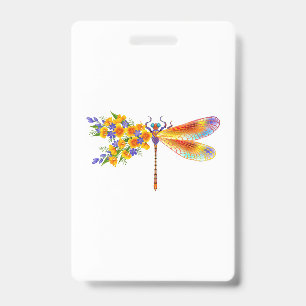 Yellow Flower Dragonfly ID Badge