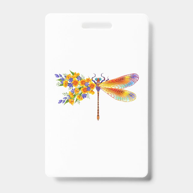 Yellow Flower Dragonfly ID Badge (Front)
