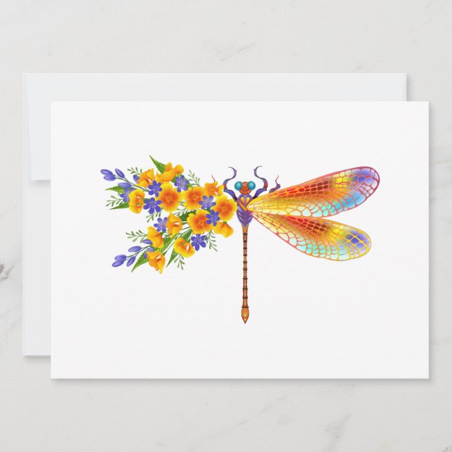 Yellow Flower Dragonfly Invitation (Front)