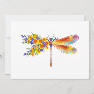 Yellow Flower Dragonfly Invitation