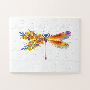 Yellow Flower Dragonfly Jigsaw Puzzle