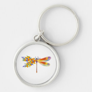 Yellow Flower Dragonfly Key Ring