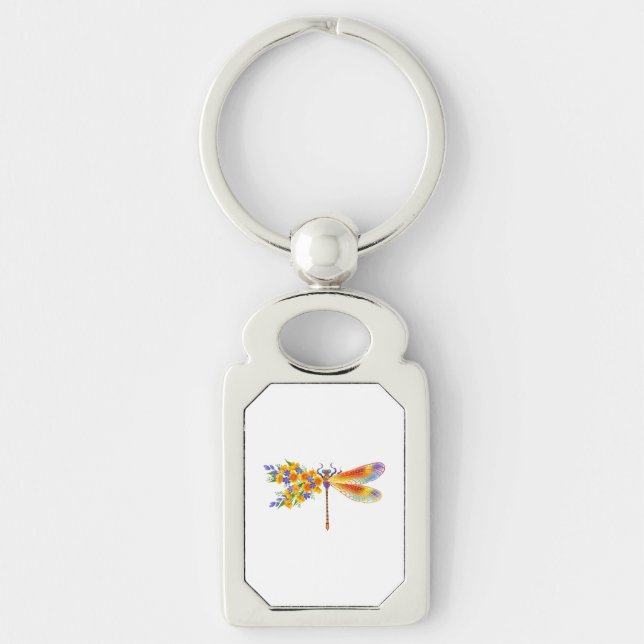 Yellow Flower Dragonfly Key Ring (Front)