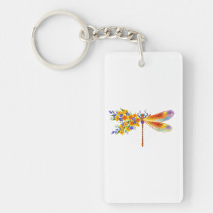 Yellow Flower Dragonfly Key Ring