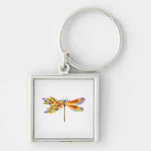 Yellow Flower Dragonfly Key Ring