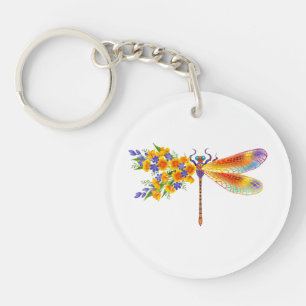 Yellow Flower Dragonfly Key Ring