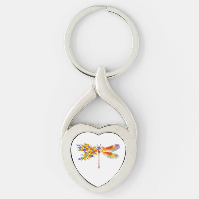 Yellow Flower Dragonfly Key Ring (Front)