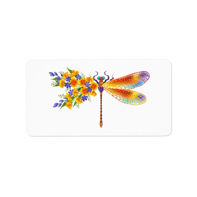 Yellow Flower Dragonfly Label (Front)