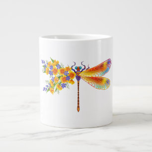Yellow Flower Dragonfly Large Coffee Mug