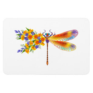 Yellow Flower Dragonfly Magnet