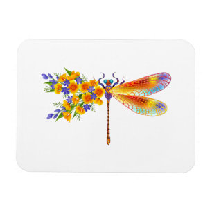 Yellow Flower Dragonfly Magnet