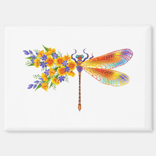 Yellow Flower Dragonfly Magnet