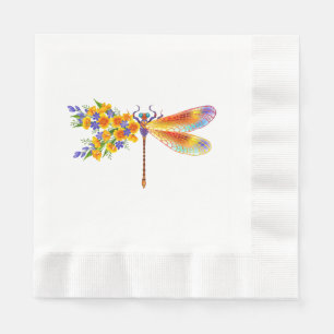 Yellow Flower Dragonfly Napkin