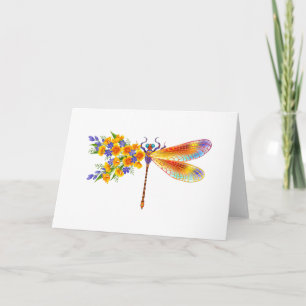 Yellow Flower Dragonfly Note Card