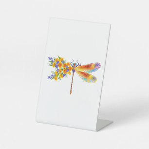 Yellow Flower Dragonfly Pedestal Sign