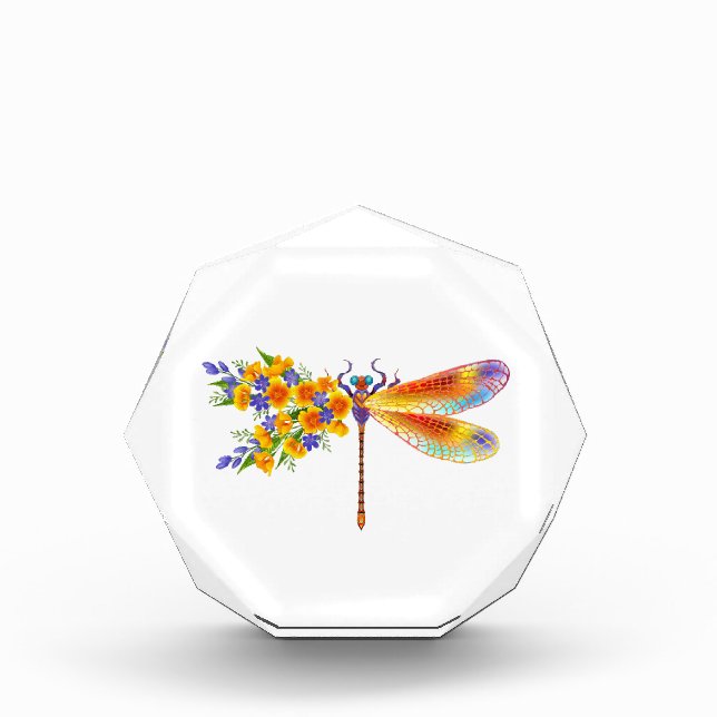 Yellow Flower Dragonfly Photo Block (Front)