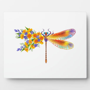 Yellow Flower Dragonfly Plaque