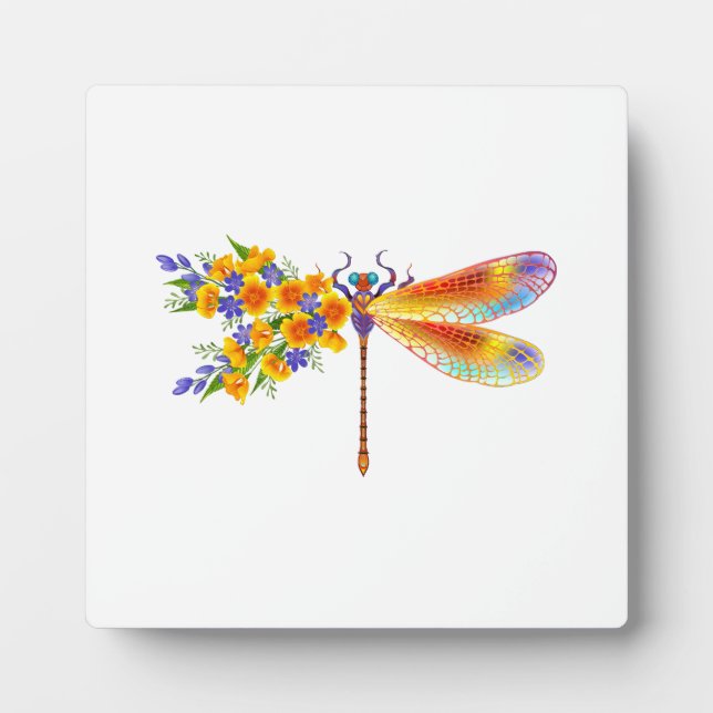 Yellow Flower Dragonfly Plaque (Front)