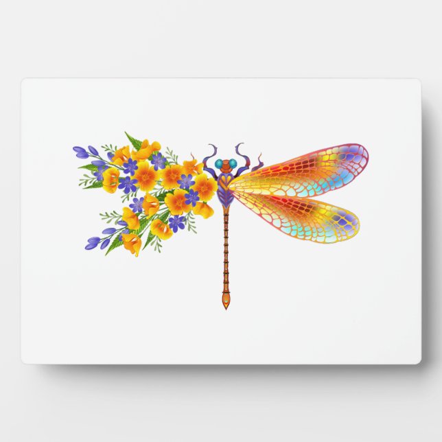 Yellow Flower Dragonfly Plaque (Front)