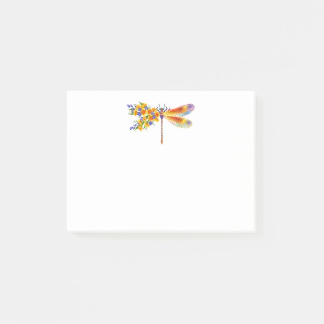 Yellow Flower Dragonfly Post-it Notes (Front)