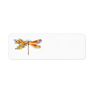 Yellow Flower Dragonfly Return Address Label
