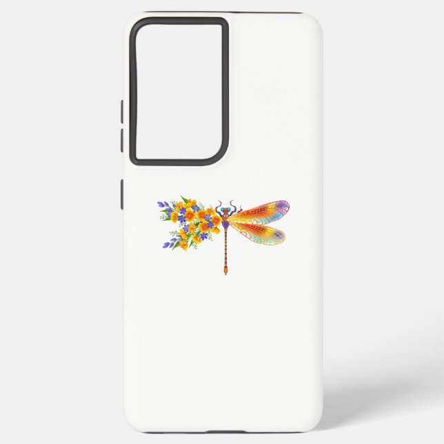 Yellow Flower Dragonfly Samsung Galaxy S21 Ultra Case (Back)