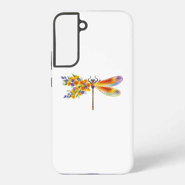 Yellow Flower Dragonfly Samsung Galaxy S22+ Case (Back)