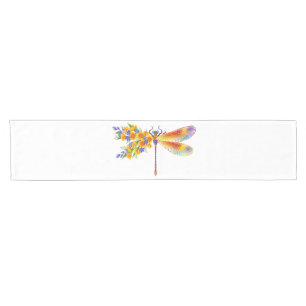 Yellow Flower Dragonfly Short Table Runner