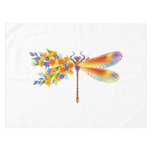 Yellow Flower Dragonfly Tablecloth