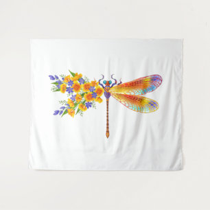 Yellow Flower Dragonfly Tapestry