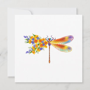 Yellow Flower Dragonfly Thank You Card