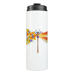 Yellow Flower Dragonfly Thermal Tumbler