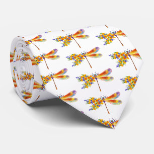 Yellow Flower Dragonfly Tie