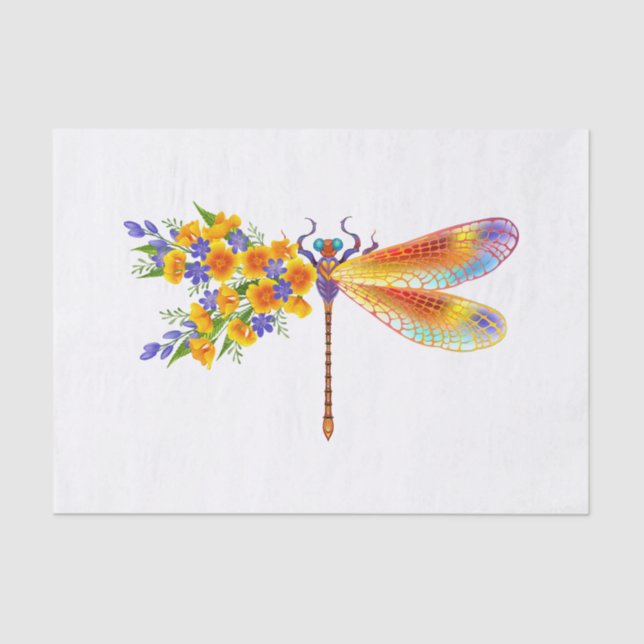Yellow Flower Dragonfly Tissue Paper (Front)
