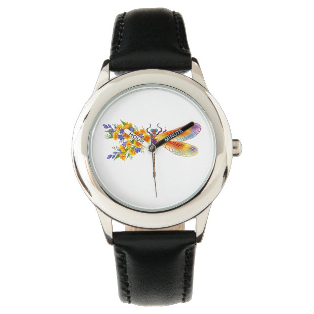 Yellow Flower Dragonfly Watch (Front)