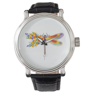 Yellow Flower Dragonfly Watch