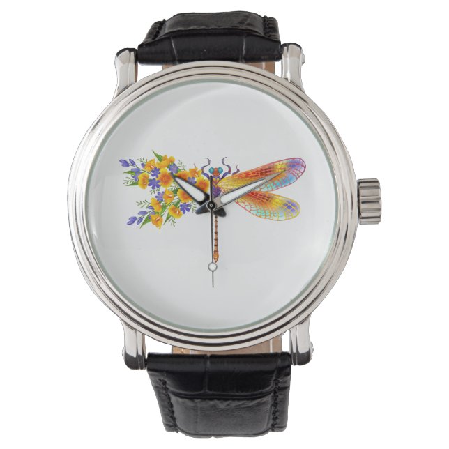 Yellow Flower Dragonfly Watch (Front)