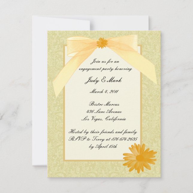 Yellow Flower Engagement Party Invitation (Front)