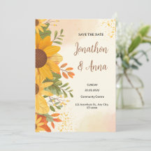 Yellow Flower Frame Wedding Invitation